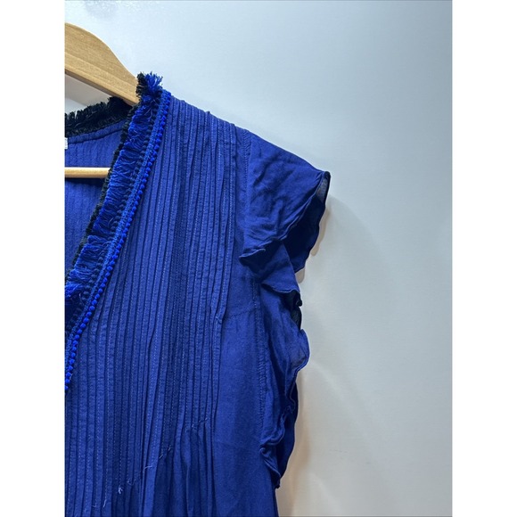Poupette St Barth Sasha Mini Dress Women's Large Navy Blue Beach Light Airy